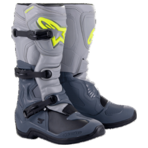 botte de moto alpinestars grise et bleu