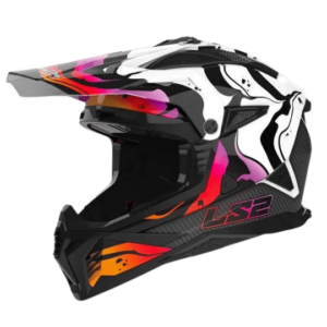 casque de moto LS2 blanc rouge