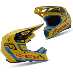 Casque de motocross jaune et bleu fox v1