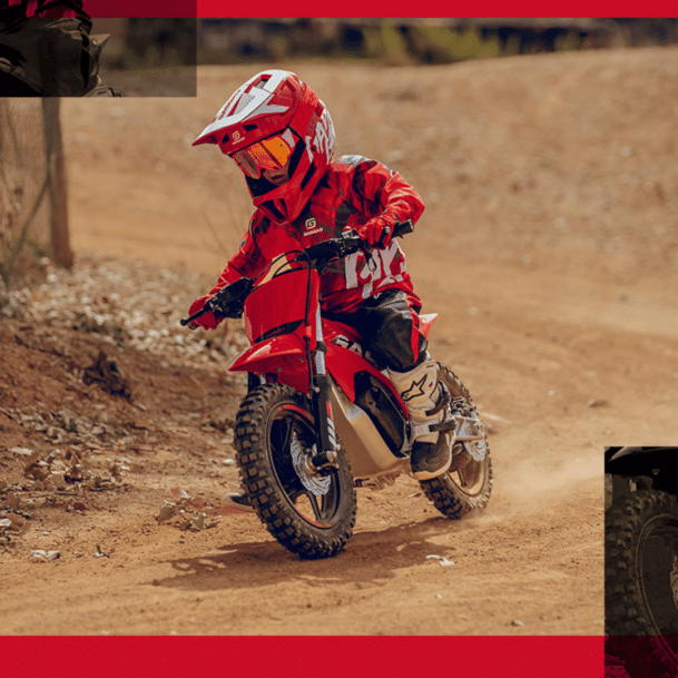 a child on a dirt bike