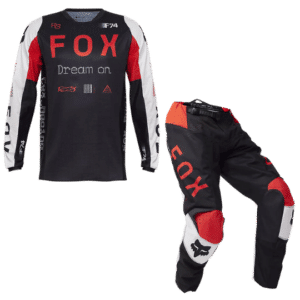 Tenue de moto Fox rouge, noir et blanche