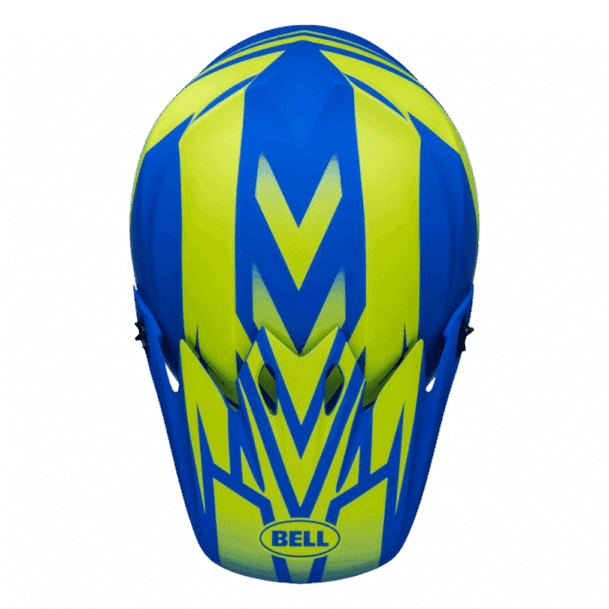 dessus du Casque BELL MX-9 MIPS Disrupt Bleu : Jaune