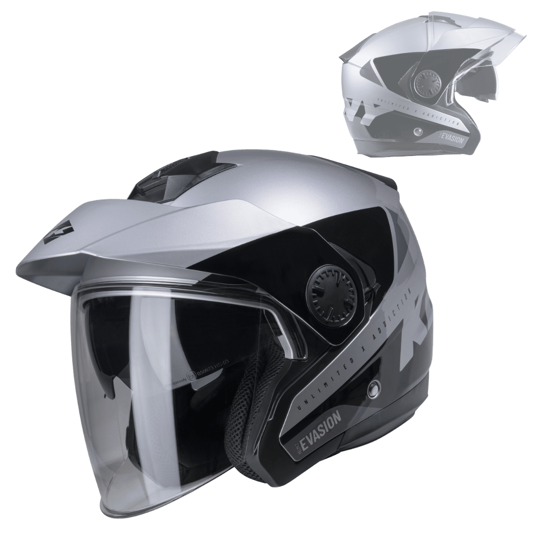 Casque jet quad Evasion Graphic Silver