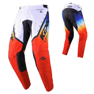 pantalon de moto kenny track focus blanc rouge